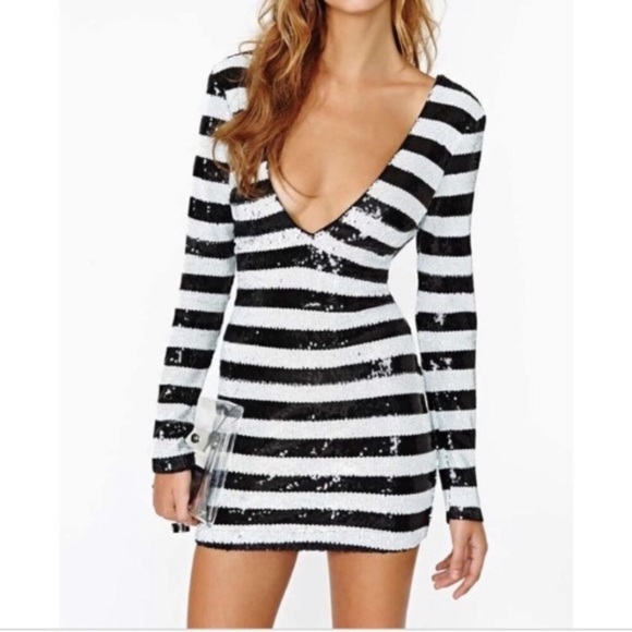 Nasty Gal Dresses & Skirts - NASTY GAL SEQUINED STRIPED DRESS
